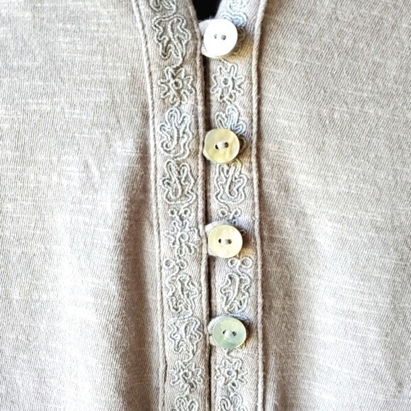 NWT LUCKY BRAND GRAY COTTON EMBROIDERED PEASANT SHIRT LARGE - Picture 2 of 12